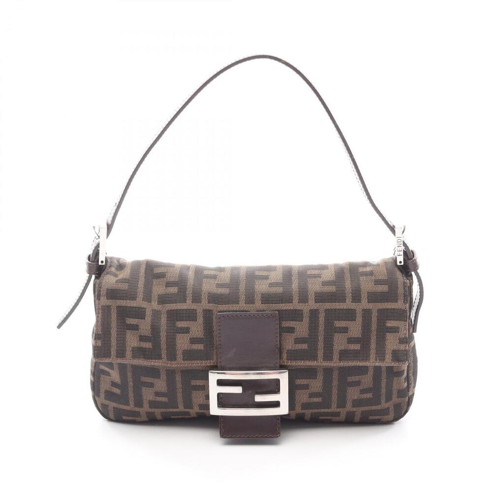 Fendi Mamma Bucket Zucca Handbag Canvas Leather Brown